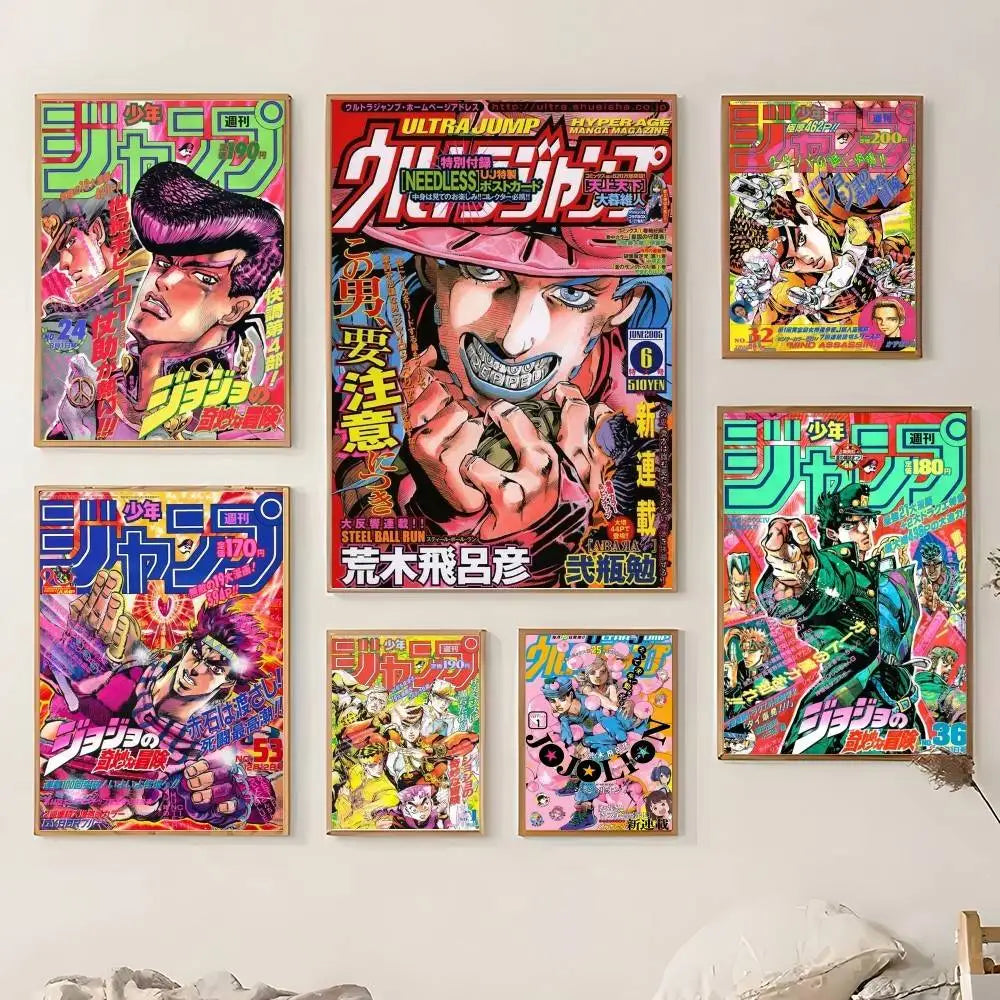 Anime J-JoJo Bizarre Adventure Poster Sticky Wall Art Printing Waterproof Home Living Bed Room Bar Aesthetic Decor