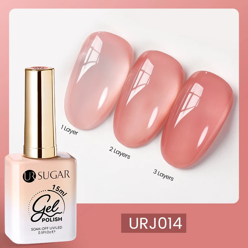 UR SUGAR 15ml Blood Red Jelly Gel Nail Polish Translucent Color Crystal Nude Gel Nail Art Varnish For Fall Winter Manicure