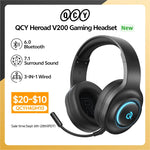 QCY Heroad V200 Gaming Over Ear Headphone Wireless Bluetooth 6.0 with Mic 50mm Driver 7.1 Surround Sound Dynamic EQ RGB Headset