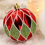 16 Pcs 8cm Painted Christmas Balls Set Cartoon Red Black Gold Electroplated Christmas Hanging Balls DIY Plastic