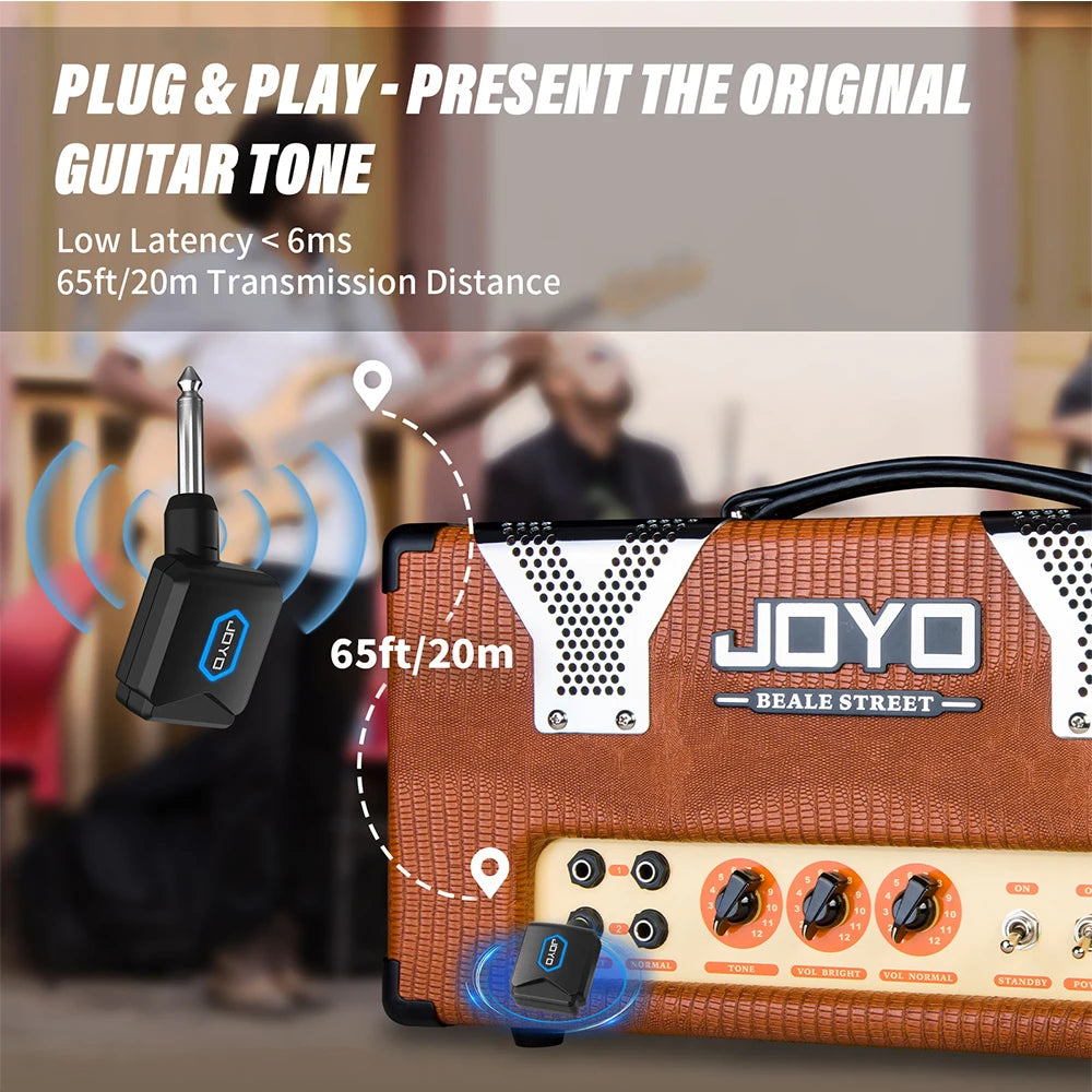 JOYO JW-06 Wireless Guitar System 5.8GHz Rechargeable Digital Wireless Guitar Transmitter Receiver with Portable Charging Case