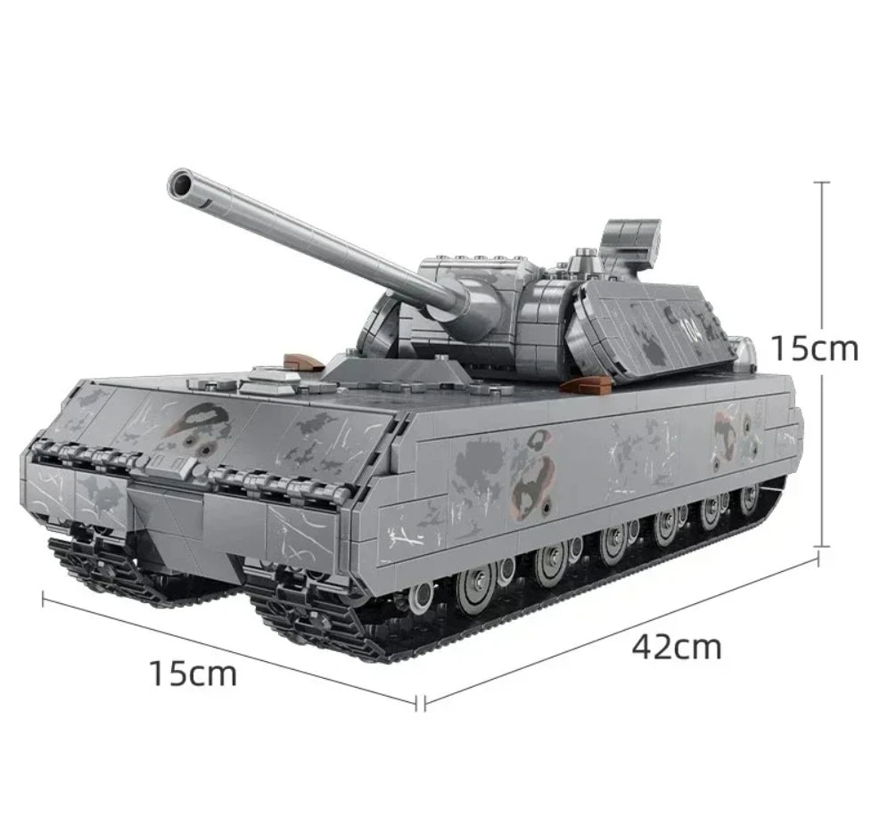 Military Heavy Tank Panzer VIII Maus Building Blocks German WW2 Soldier Police Army Weapons Bricks Children Toy Gifts for Adults