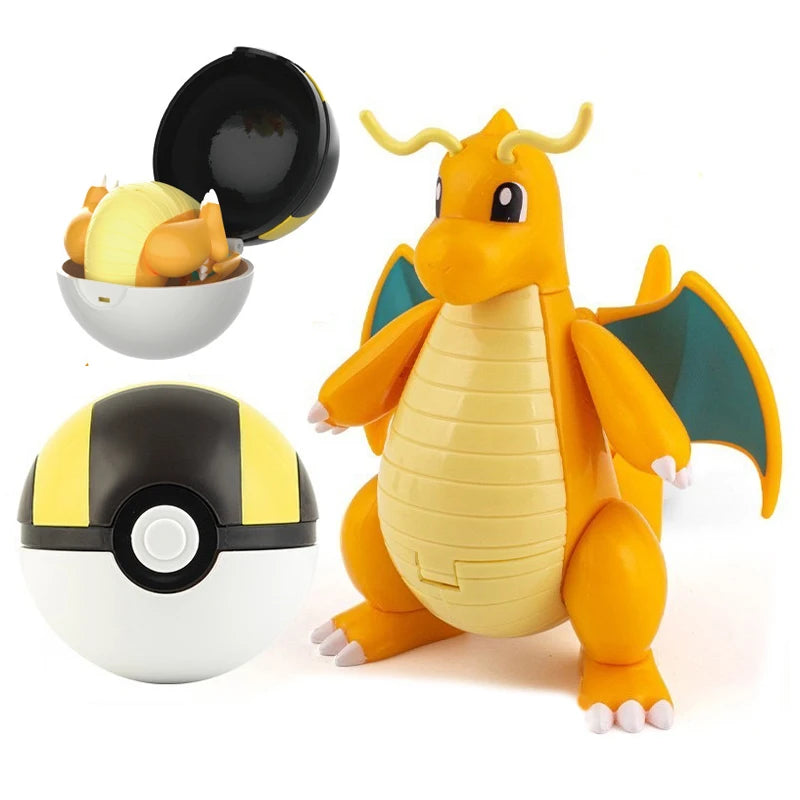 Pokemon Ball Toys Anime Figure Charizard Pikachu Mewtwo Eevee Monster Action Deformation Pokeball Toys Figures Model Kids Gifts
