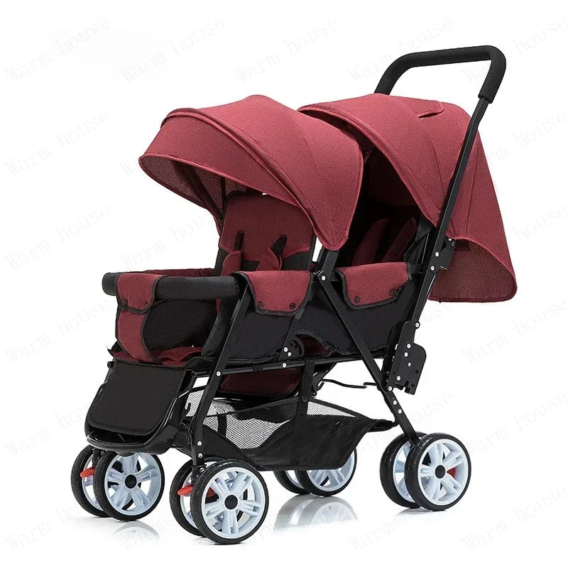 EU STOCK Twin strollers Double kids two seats strollers foldable carriage wholesale baby stroller Front and rear seats
