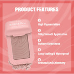 Professional Makeup Powder Blush 12HR Wear Vegan Formula Blusher Makeup Blush in Bar Cosmetics Palette Powder Pink Cream Face