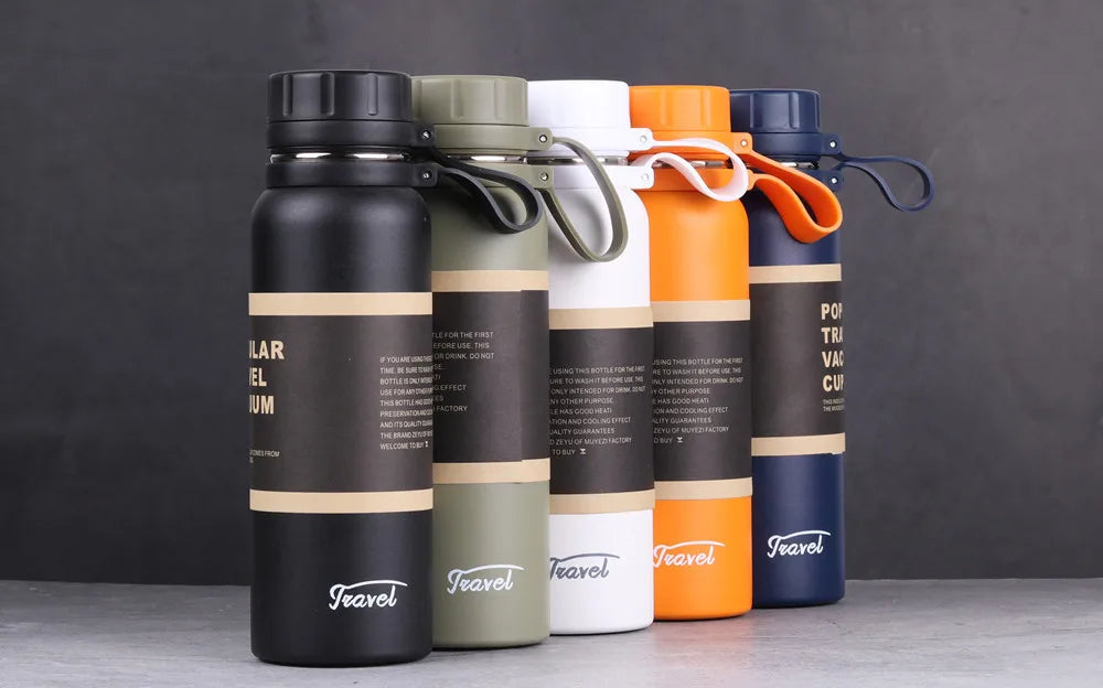 650ML 850ML 1100ML Thermos Double Stainless Steel Sport Vacuum Flask Outdoor Climbing Fitness Thermal Bottle Tea Insulation Cup