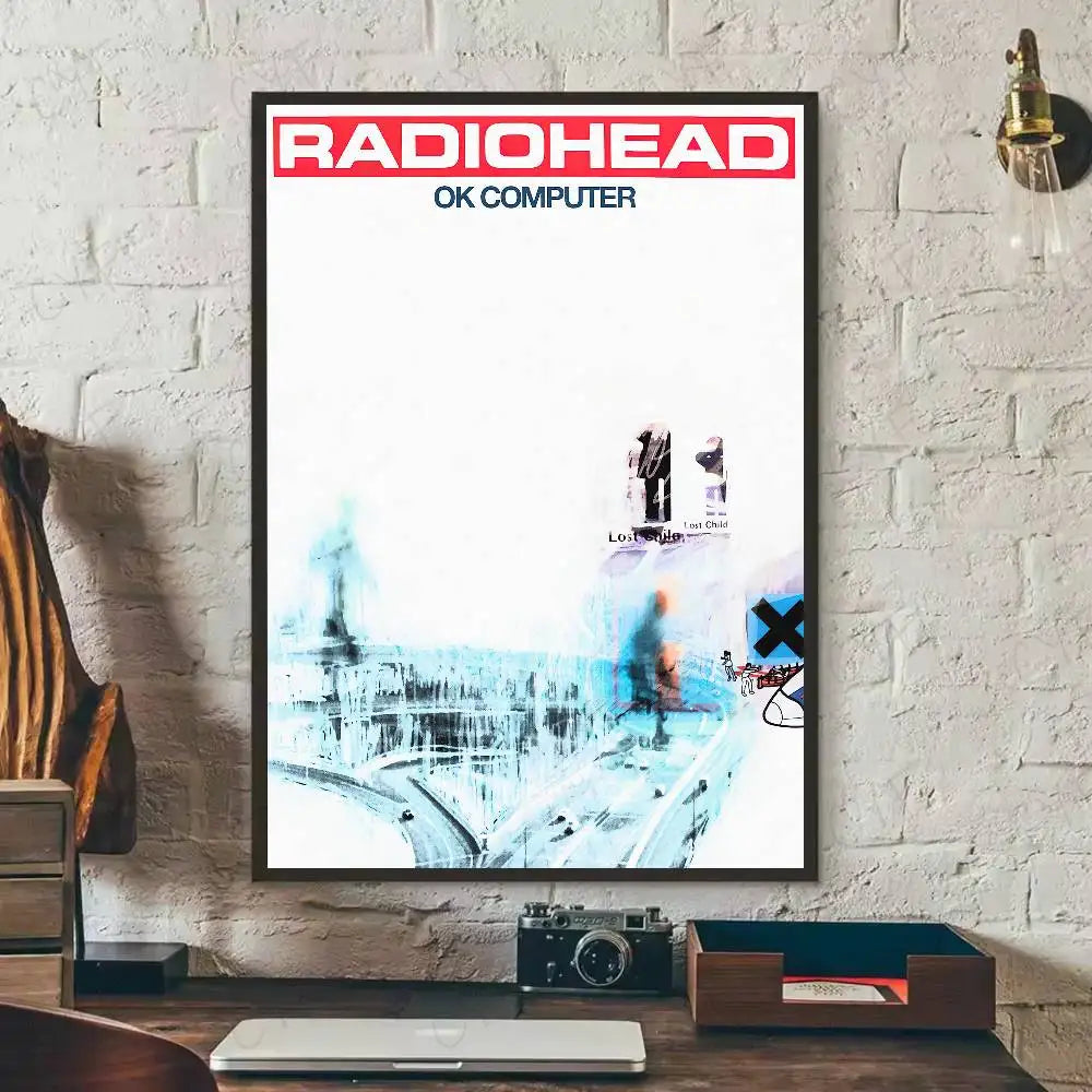 Rock Band R-Radiohead Poster Gallery Prints Self Adhesive Home Decor Decoration Wall Decals Living Room Sticker
