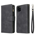 Premium Leather Wallet Case For iPhone 16 15 14 13 12 11 17 Pro Max Plus 17Air 16e Zipper Wallet Card Slots Magnetic Flip Cover