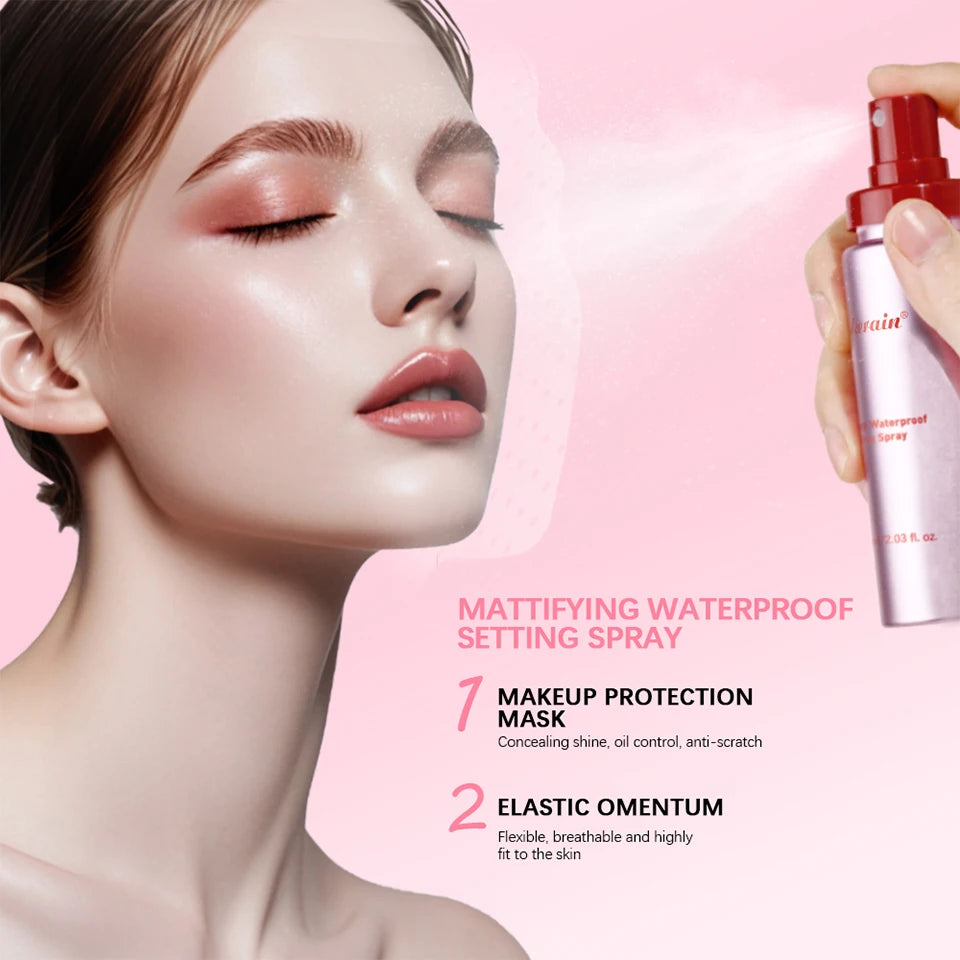 Mattifying Waterproof Setting Spray Glossy Matte Base Makeup Control Oil Non-Sticky Waterproof Make-up Fixer Spray for All Skin