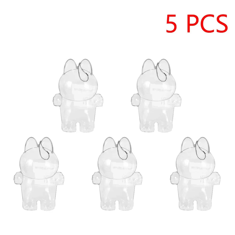 Transparent Macaron Doll Case For Labubu - Popmart Bubble Mart Storage Box, Dustproof Cover for Elf, Christmas New Year Gift