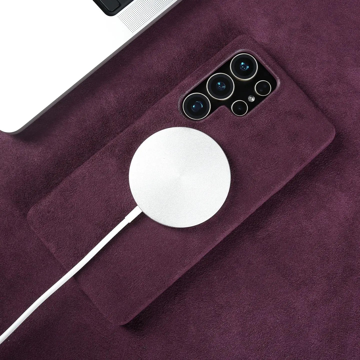 Full Coverage Magnetic ALCANTARA Case For Samsung Galaxy S25 Ultra S24 S23 S21 for Magsafe Artificial Leather Suede Phone Cover