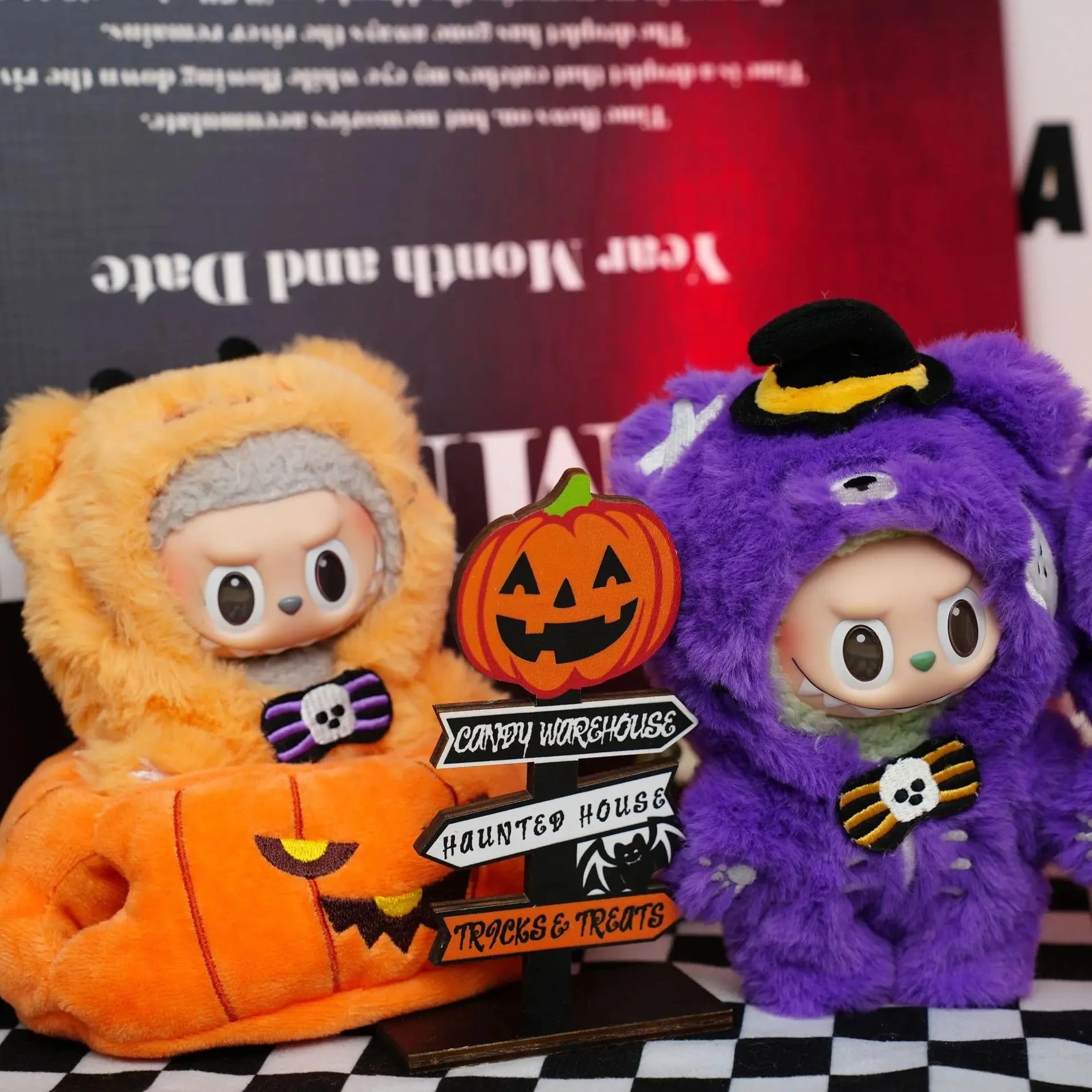 (Without Shoes)For Korea Kpop Exo 3.0 Labubu Halloween Pumpkin Devil Little Bear Doll Dress Cute Decoration 15/17cm Doll