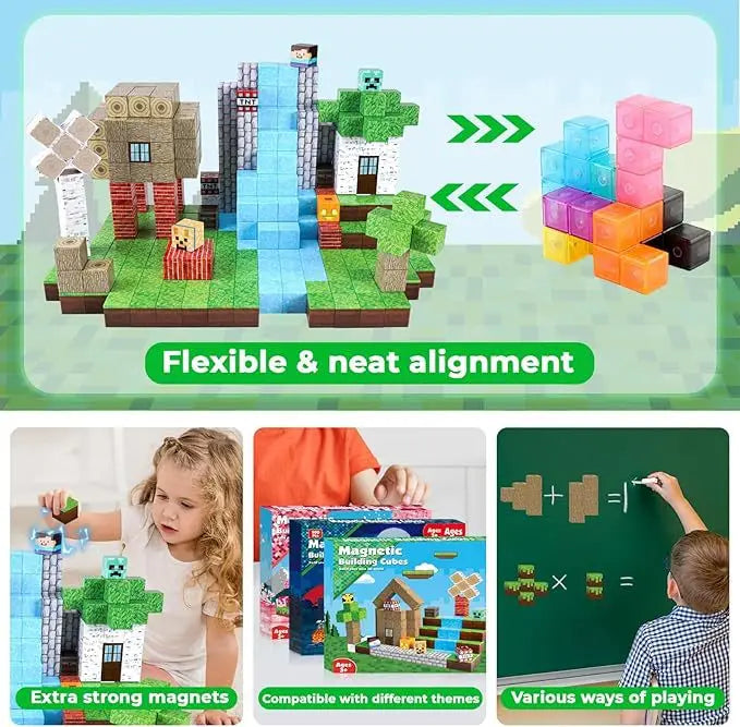 2025 NEW Magnetic Blocks Game Mine Magnet Worlds DIY Toys For Boys Girls STEM Montessori Sensory Cubes Game Toys Christmas Gifts