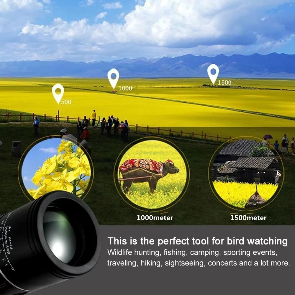 16x52 Monoculars HD Telescope Ipx4 Waterproof Long Distance Field of View Image Stabilization For Wildlife Observation Hiking