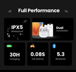 UGREEN Wireless Bluetooth Earphones Semi-Open ANC Adaptive Active Noise Cancelling Earbuds LDAC Hi-Res Audio Headphones Headset