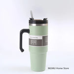 20oz/30oz Stainless Steel Car Thermos Bottle Travel Sports Water Bottle Large Capacity with Handle Straw Mug Outdoor Coffee Cup