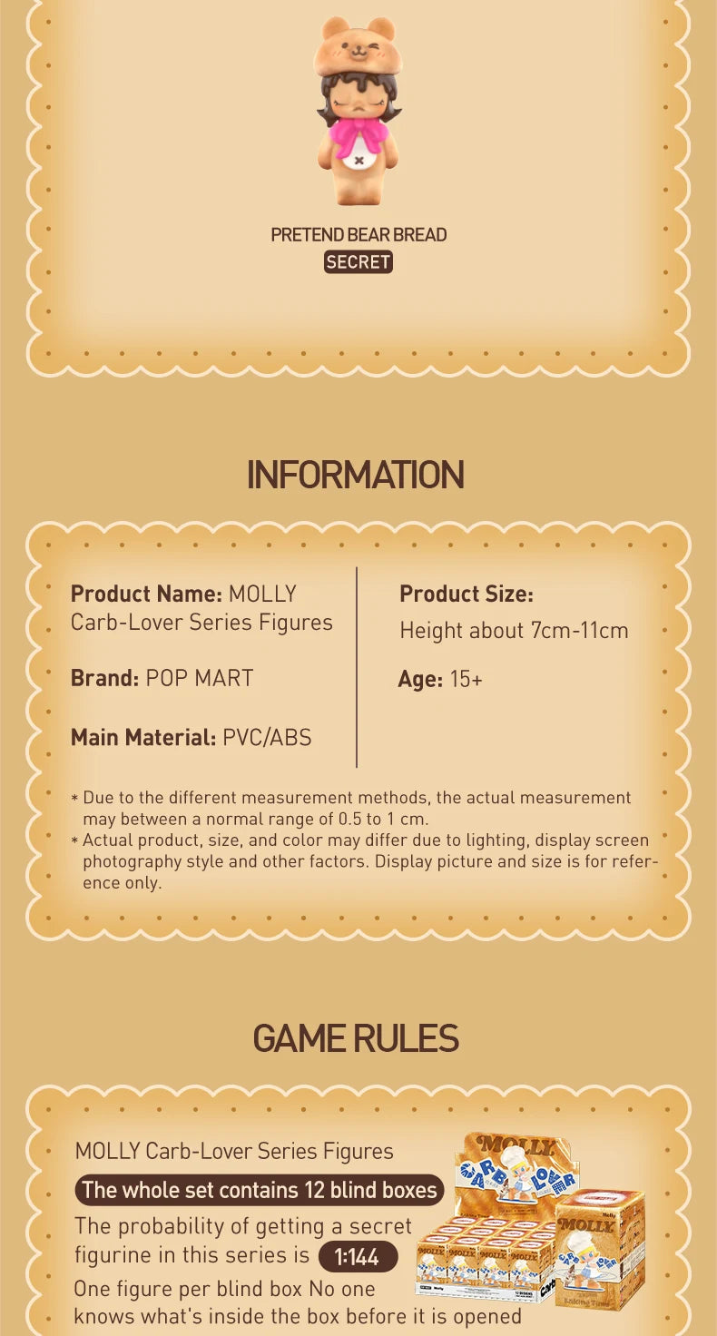 POP MART MOLLY Carb-Lover Series Mystery Box – 1PC/12PCS Blind Box Collectible Figure (Official POPMART Figurine)