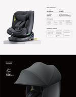 Child seat 360° ISOFIX rotating baby car seat, ECE R129/0-36 kg/0-12 years, 5-point seat belt