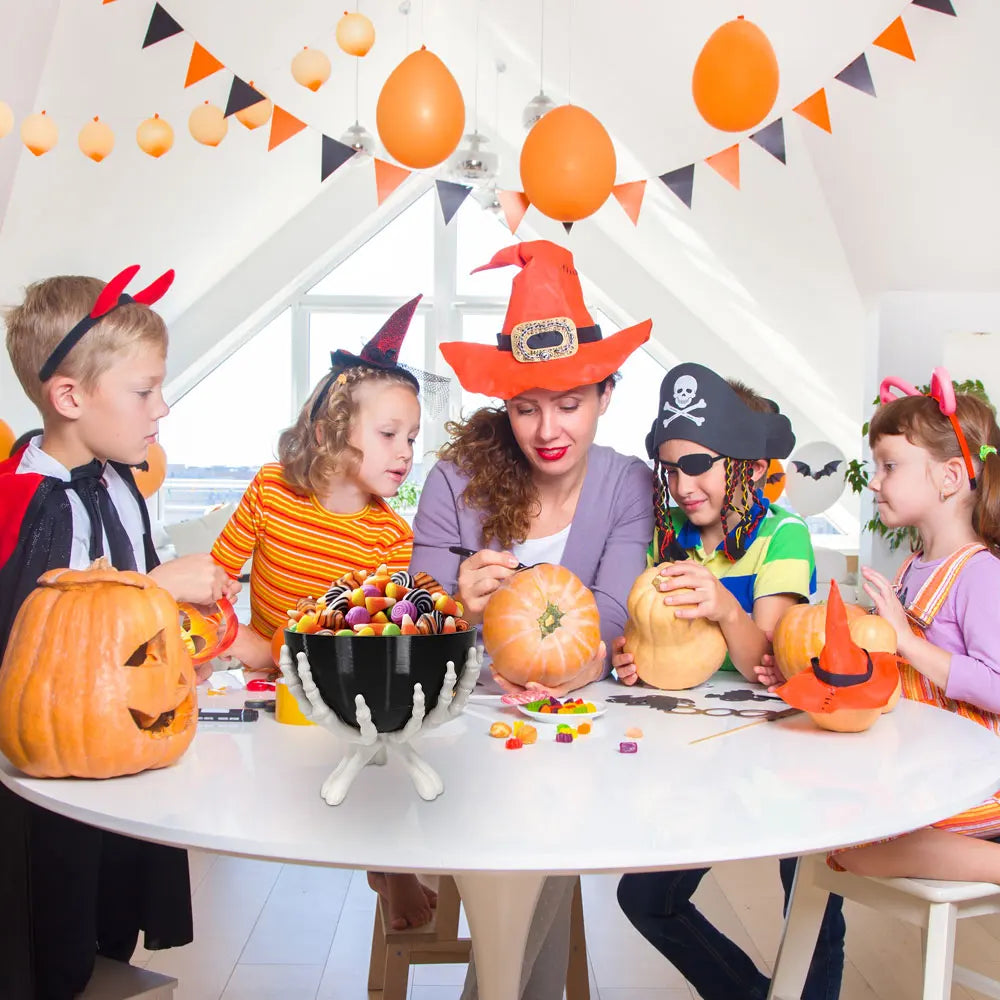 Halloween Candy Bowl Gothic Skeleton Hands Candy Storage Holder Multifunctional Halloween Organizer Holder Scary Home Decoration