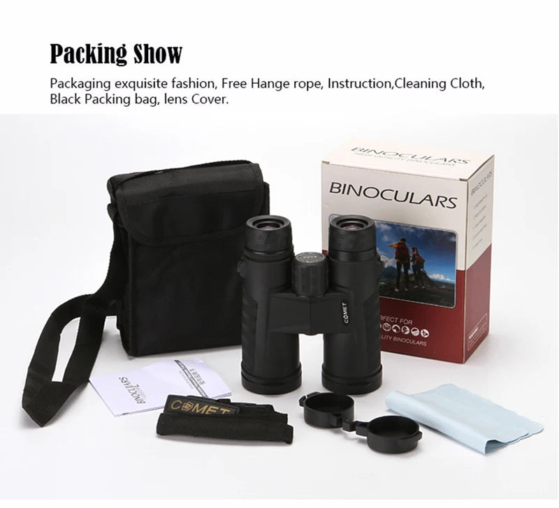 COMET 8x42 10X42 Powerful Binoculars Long Range Waterproof Bak4 Telescope Night Vision High Clarity For Tourism Hunting Camping