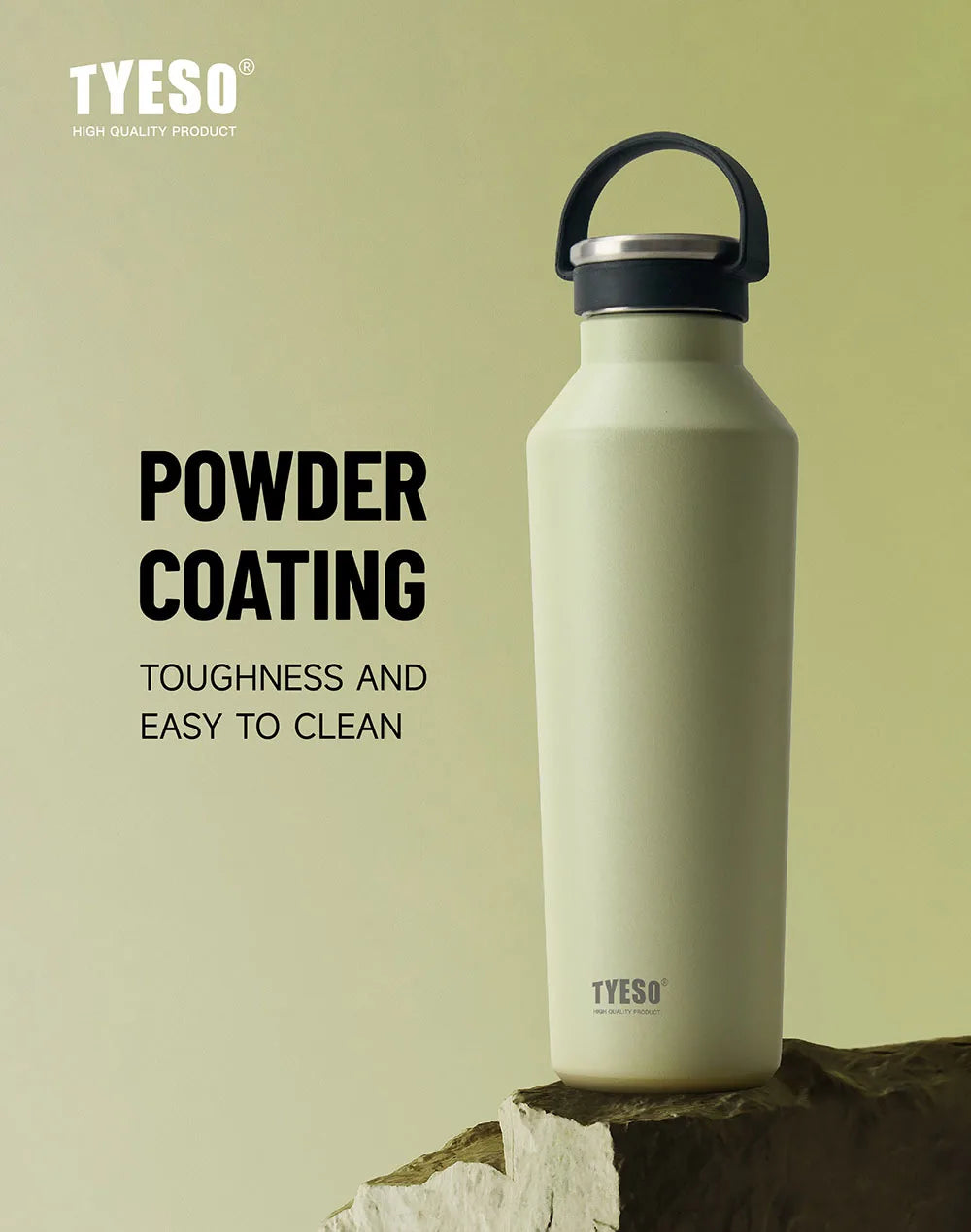 Tyeso Stainless Steel Vacuum Insulated Water Bottle Portable Durable  Leak-Proof for Outdoor Sports Matte Finish Carry Handle