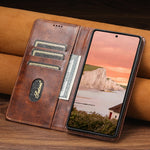 Flip Leather Phone Case for Samsung Galaxy S25 S24 Ultra S23 S22 Plus S 25 Note 20 with Magnetic Card Slot Holder Cover LS055