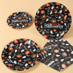 Halloween Disposable Tableware Pumpkin Ghost Boo Paper Plates Cups Napkins Kids Favor Happy Halloween Decoration Trick or Treat