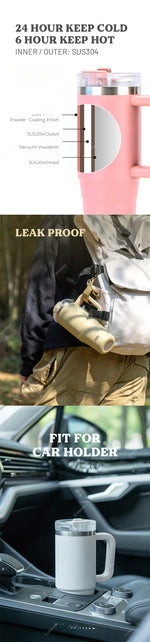 Tyeso 900/1200ML Tumbler Bottle Stainless Steel Car Mug With Handle Straw Thermal Iced Travel Vacuum Insulated Coffee Hot Cup