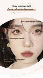 3in1 Three Colors Powder Tray Blush Contouring Waterproof Long Lasting Delicate Natural Face Makeup