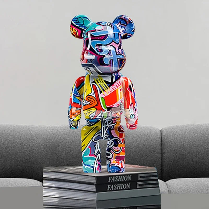 Graffiti Bear Figurine 27cm – Abstract Home Decor & Money Jar