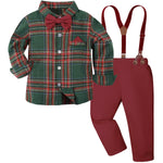 Baby Christmas Outfit Boy Kids Gentleman Formal Suit Toddler Suspenders Clothing Set Infant Party Dress Shirt