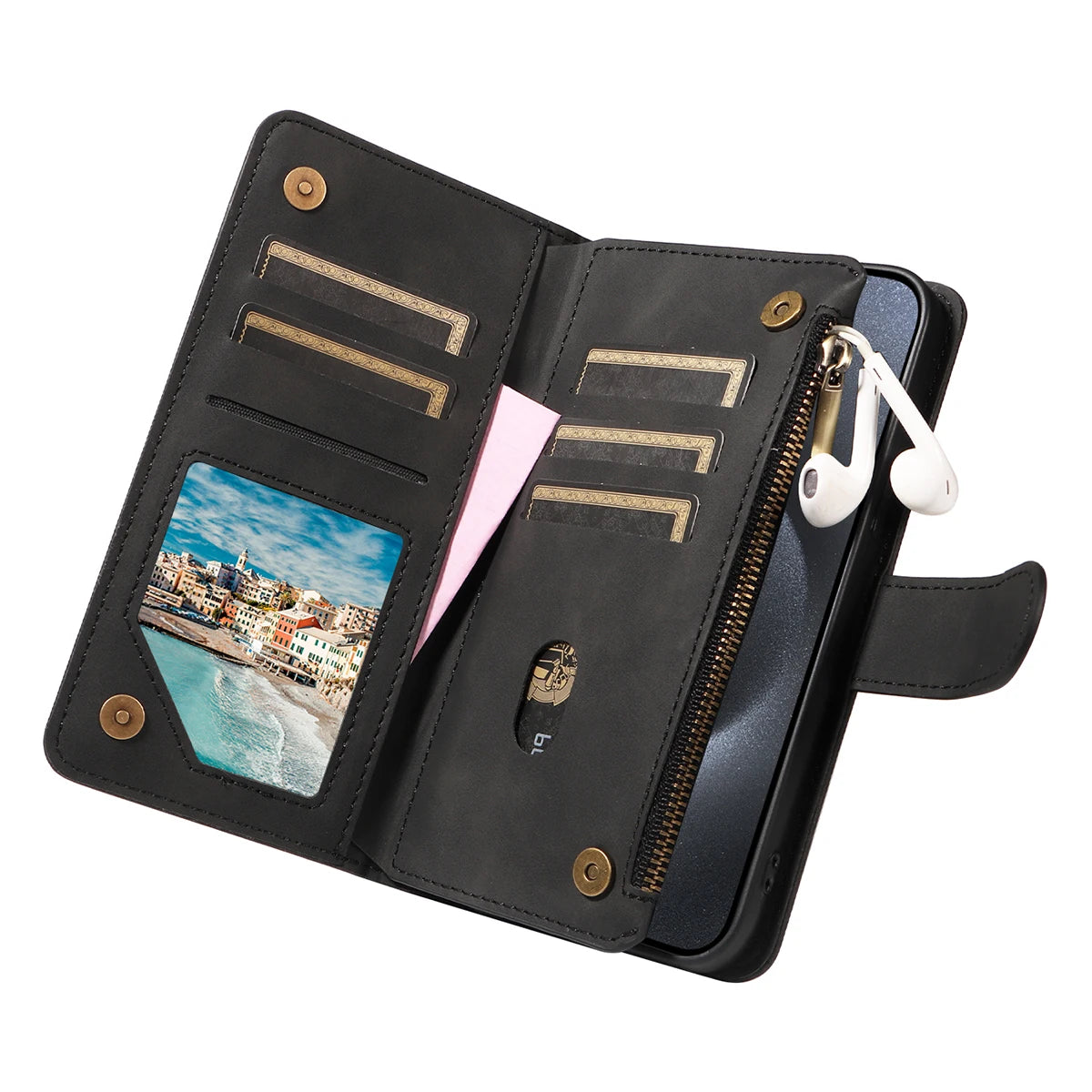 PU Leather Phone Case for Samsung GalaxyA13 A14 A15 A22 A32 S22 S23 S24 S25 M33 NOTE10 Skin Feel Zipper Flip Wallet Phone Case