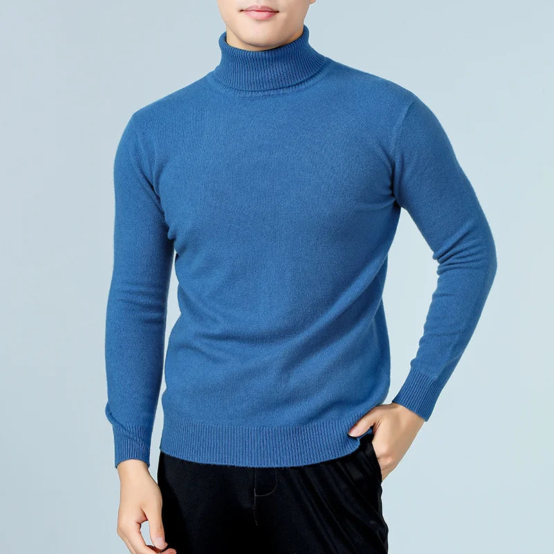 100% Wool Man Pullovers Winter New Fashion Vneck Sweater Hot Sale Wool Knitted Jumpers Male Woolen Clothes Standard Tops