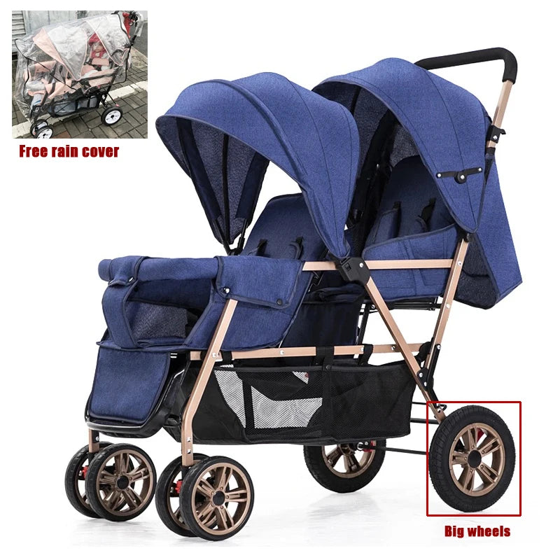 EU STOCK Twin strollers Double kids two seats strollers foldable carriage wholesale baby stroller Front and rear seats
