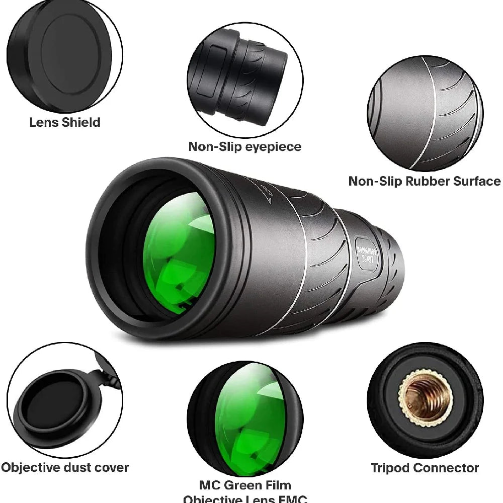 Portable Handheld 16X52 Powerful Monocular Telescope Zoom Binoculars Long Range For Outdoor Camping Bird Watching Tools