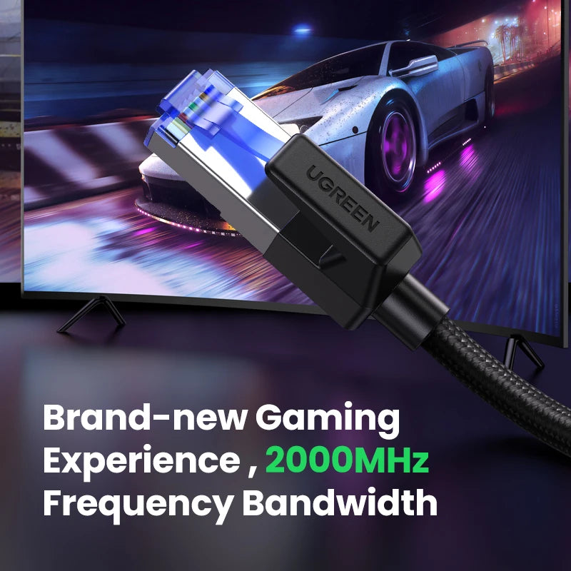 UGREEN CAT8 Ethernet Cable 40Gbps 2000MHz CAT 8 Networking Cotton Braided Internet Lan Cord for PC Laptop PS5 4 RJ45 Cable