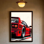 Luxury Classic Retro Red Super Sports Car F40 Art High-quality Printed Posters Homeliving room Wall Art Garage Room Decor
