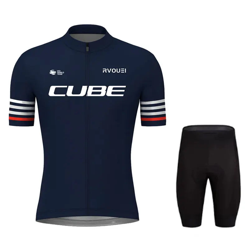 Rvouei Cube Pro Summer Cycling Jersey Set Summer Breathable Bicycle Men's MTB Bike Clothing Maillot Ropa Ciclismo Uniform Suit