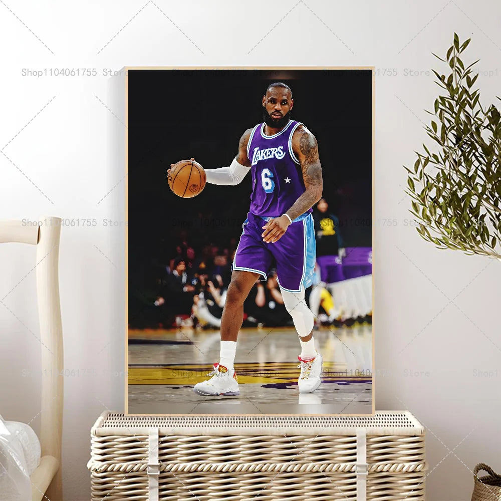 1PC L-LeBron J-James Poster Self-adhesive Art Waterproof Paper Sticker Coffee House Bar Room Wall Decor
