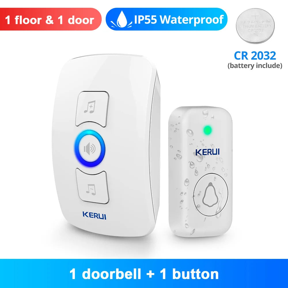 KERUI M525 Wireless Doorbell Waterproof Outdoor Smart Home Door Bell Chime Kit LED Flash Security Alarm Welcome House Melodies