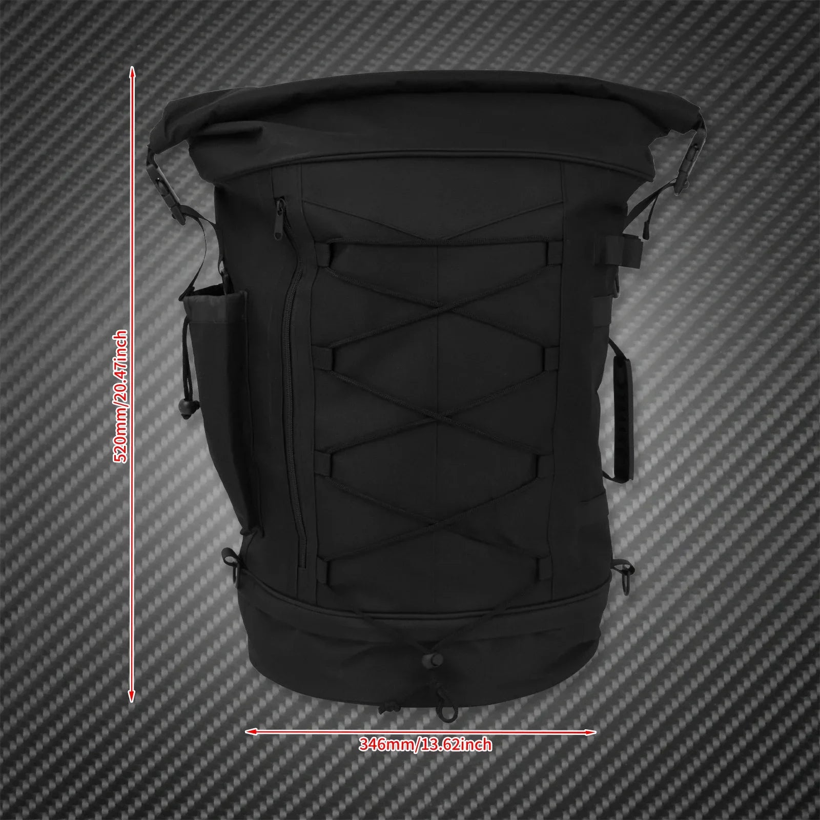 Motorcycle 50L Luggage Backpack Multifunction Tail Rack Bag Travel Outdoor Sports Expandable Sissy Bar Backrest Bag With Straps