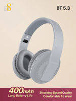 D8 Over Ear  Headphones,  Wireless and Wired Headset Built-in Microphone,  Micro SD Card Slot - (Stealth)  40H Playtime