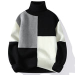Autumn Winter Fashion Turtleneck Sweaters Men Patchwork Knitted Pullovers Mens Warm Casual Knit Turtleneck Pullover Sweater Man