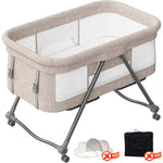Baby Travel Cot with Mattress & Wheels – Convertible Rocking Crib
