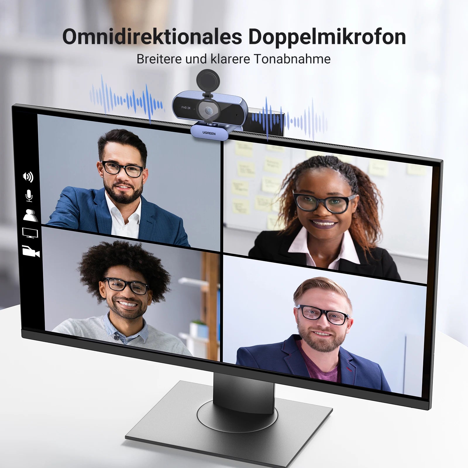 UGREEN USB Webcam 2K HD Mini Webcam For Laptop Computer Web Camera Dual Microphones for Youtube Zoom Video Calling 30fps web cam