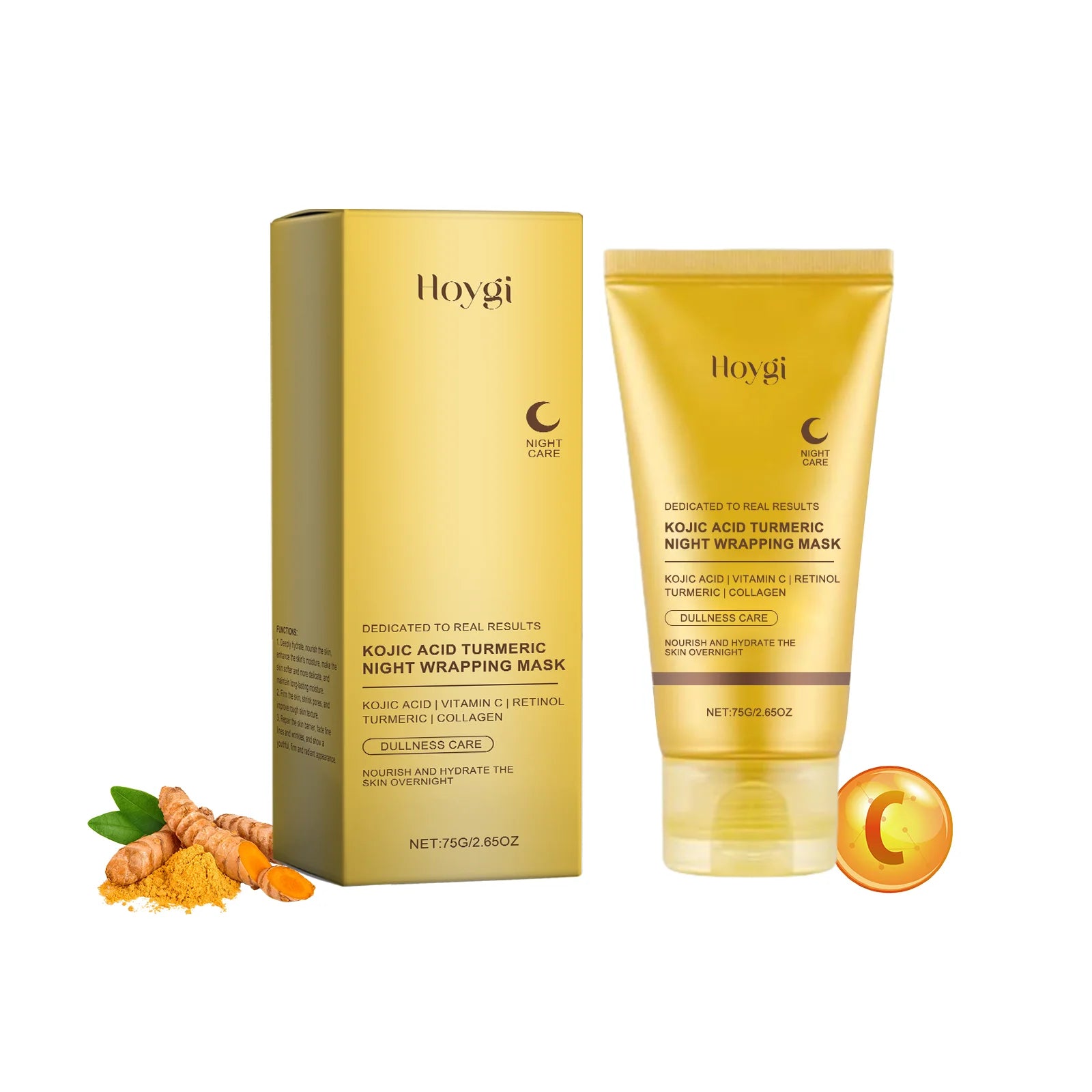 Hoygi  Turmeric Collagen Peel-Off Mask - Hydrating, Fading Dullness, Tightening Pores, Nourishing and Rejuvenating the Skin