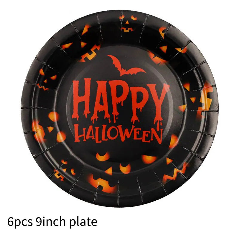Halloween Themed Disposable Tableware Cups 7 Inch Plates 9 Inch Plates Halloween Party Decoration Supplies Festival Supplies