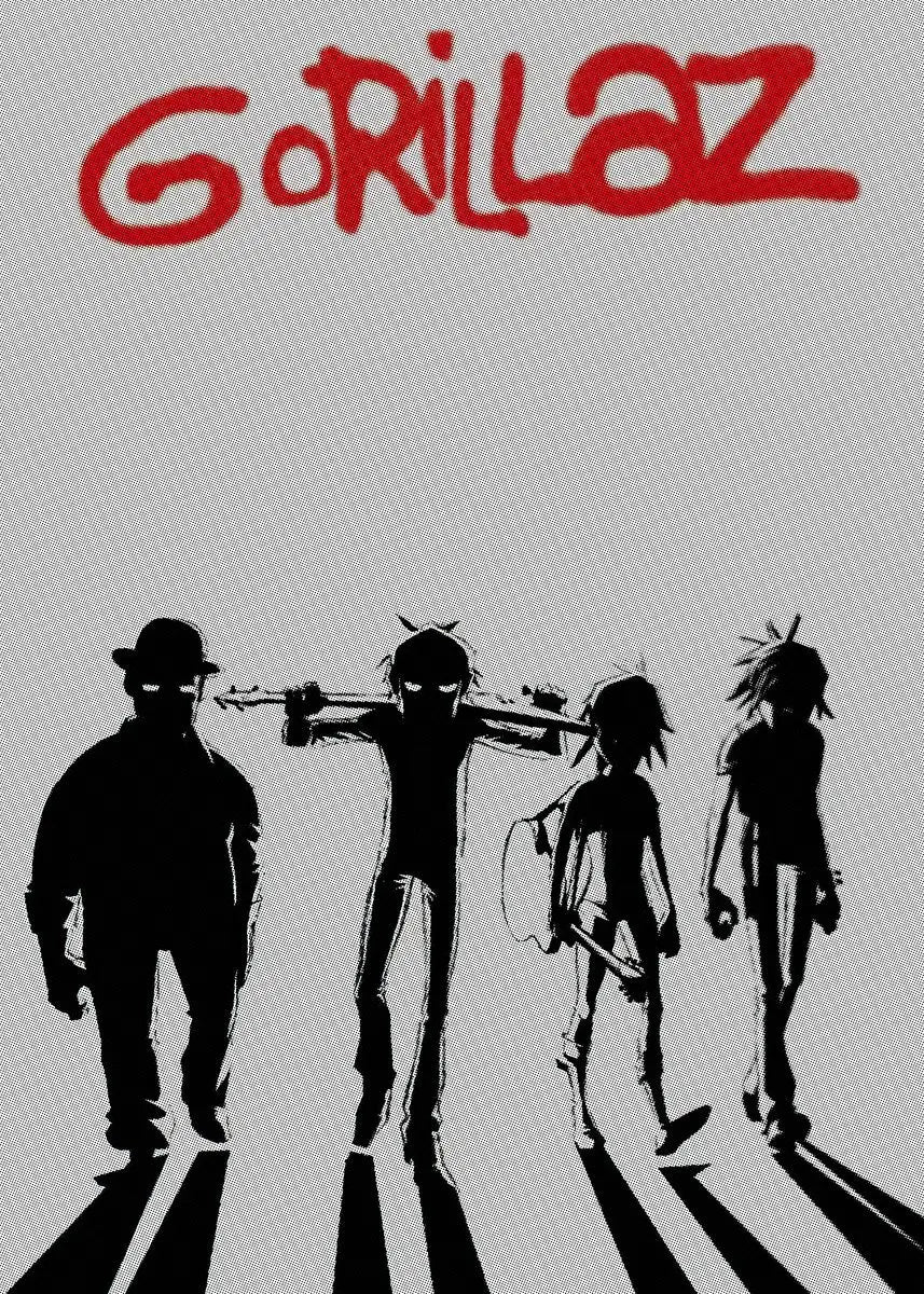 Virtual Anime Rock Band Gorillaz Poster Modern Music Album Cover Canvas Painting Wall Art for Club Living Room Home Decor Mural