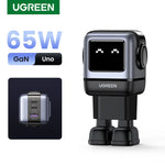 【Korean Plug】UGREEN 65W GaN Charger Robot Design QC 4.0 PPS For Macbook Pro Laptop Tablet iPad iPhone16 15 Pro PD Fast Charger