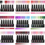 MEET ACROSS 6Pcs Gel Nail Polish Set Pink Red Green Macaron Color Manicure Kit For Nails UV Gel Nail Art Varnish Nail Supplies